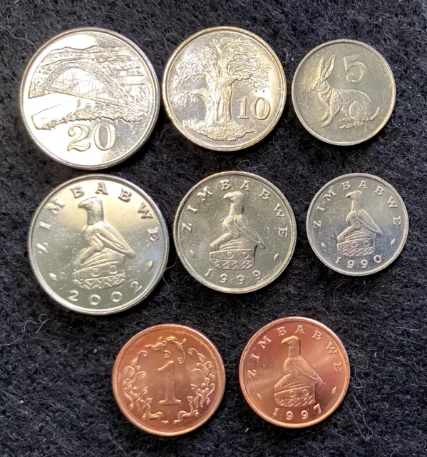 Zimbabwe 4 Coins Set 1, 5, 10, 20 Cents UNC World Coins