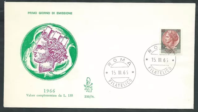 1966 Italia Fdc Venetia 230 Siracusana 130 Lire No Timbro Arrivo - Edg27