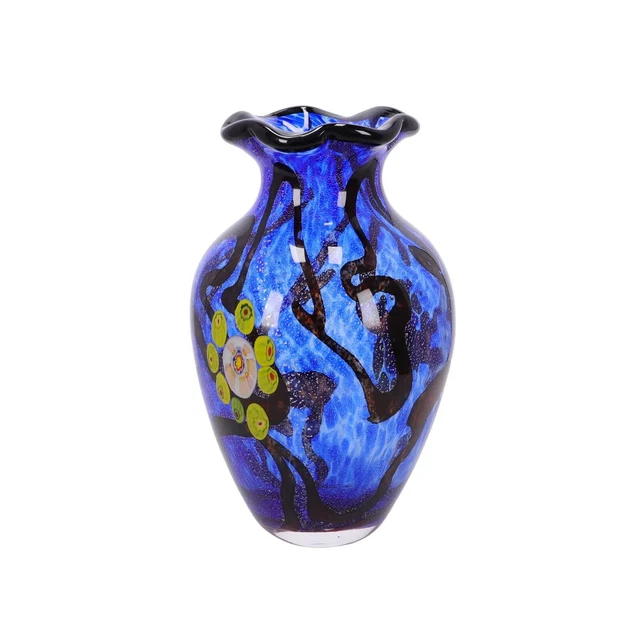 Vase Murano Verre Soufflé Rouge - Pièce D'Artisanat Italien 33cm