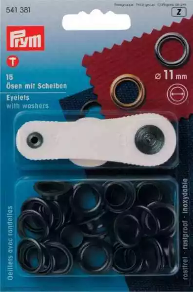 PRYM Ösen mit Scheiben 11mm schwarz