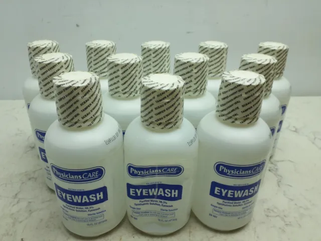 12PK PHYSICIANSCARE Single Use Eyewash Bottle: 16 oz, 24-101