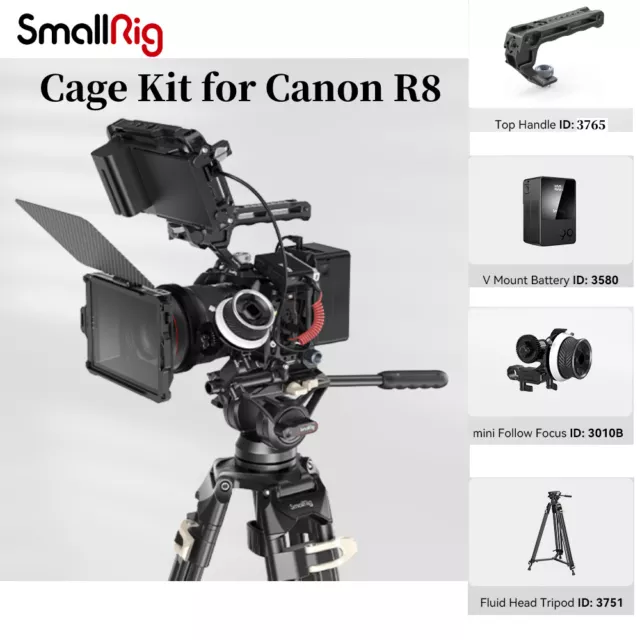 SmallRig EOS R8 Camera Cage&VB99 Battery&Tripod&Follow Focus for Canon EOS R8