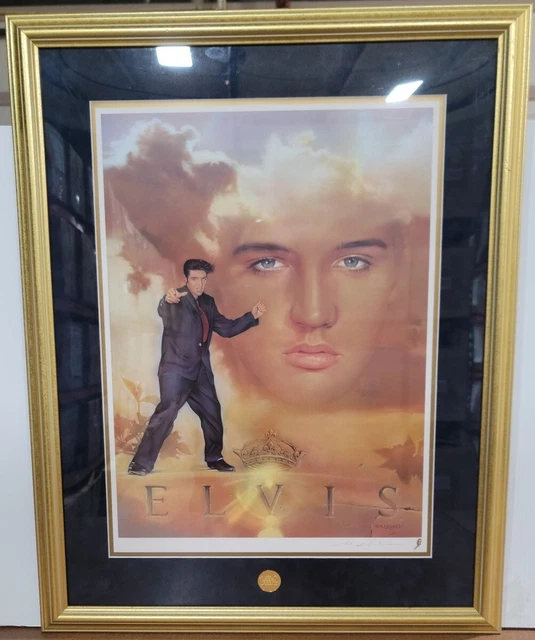 FRANKLIN MINT ELVIS Lithograph signed by artist Nate 28x22 128