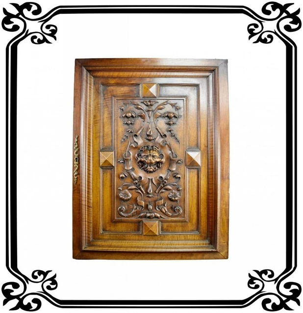 French Antique Hand Carved Wood Cupboard / Closet Door - Lion head - 19th