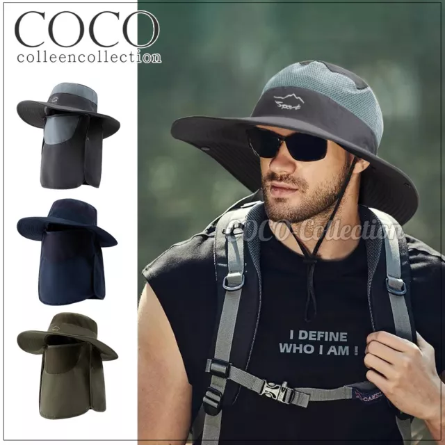 Mens Neck Flap Hat Wide Brim Cap Face Unisex Hiking Fishing UV Sun Protection OZ