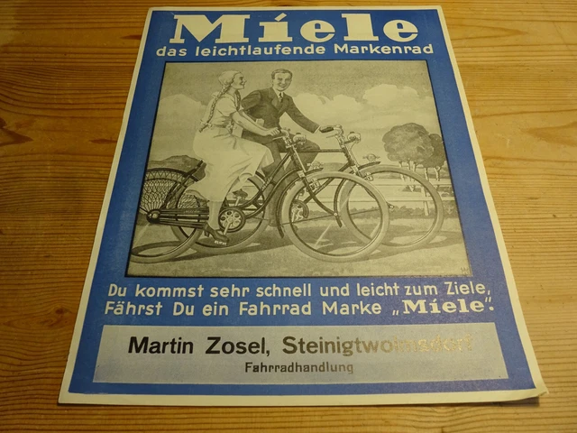 Altes Miele Fahrrad 1936 Prospekt Reklame historisch Werbung / Werbeblatt