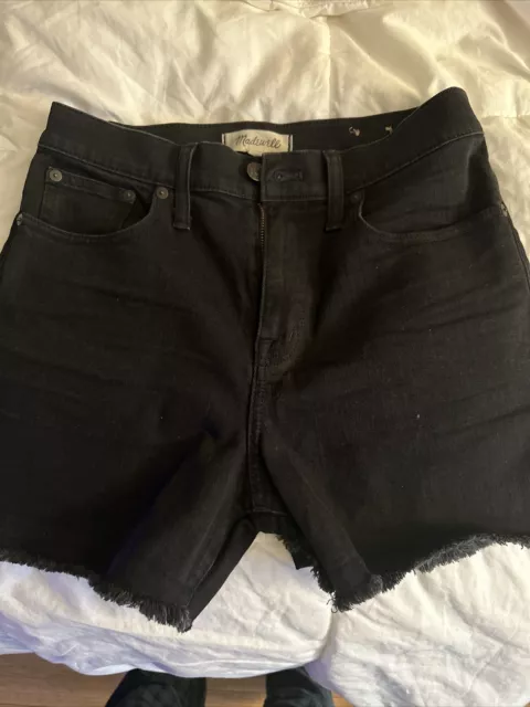 Madewell High-Rise Denim Shorts Pockets Black Womens Jeans Raw Hem 26 NWT