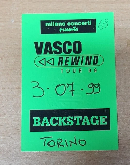 Vasco Rossi - Pass Concert ,Tour Rewind 99,Torino,3 Luglio 1999,Backstage
