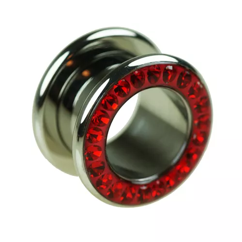 Vite Acciaio Crystal Flesh Tunnel Piercing Cristalli Epossidici Sigillati Rosso