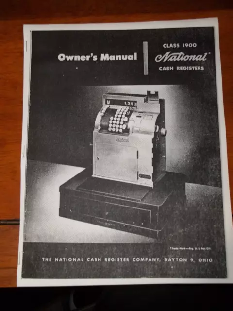 National Cash Register CLASS 1900 OPERATING INSTRUCTIONS OWNERS MANUAL NCR