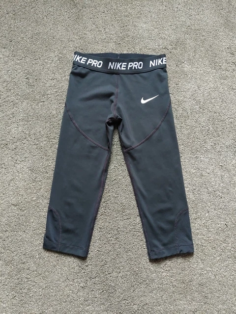 Leggings Scuola Nike Pro Bambini Età 8-10 Anni Piccoli Capri Neri Crop Active Run