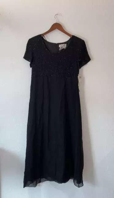 NWT Adrianna Papell Boutique Evening Women's 14 Silk Chiffon Beaded Sequin Dress