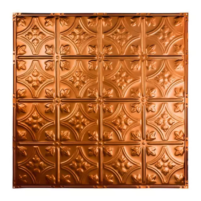 Great Lakes Tin Ceiling Tile H 23.5" x W 24.5" x L 24.5" Nail Up Metal Copper