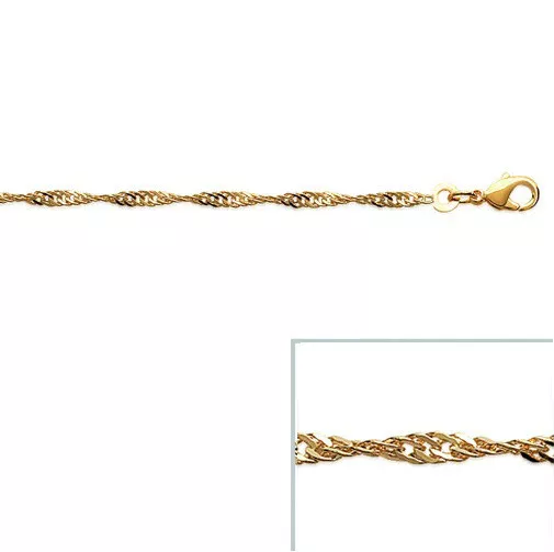 Bracelet FEMME MAILLE SINGAPOUR Torsadé En Plaqué Or NEUF