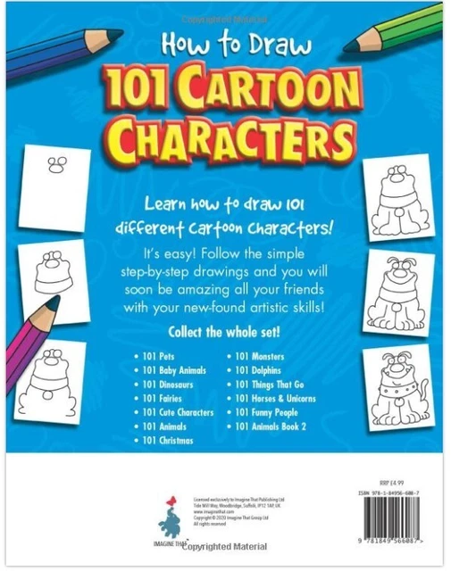 HOW TO DRAW Cartoon Characters Anti-Stress Creative Gift Kids £8.99 ...