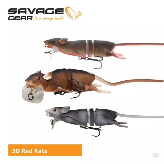 SAVAGE GEAR 3D Rad Rat Lures - Pike Bass Zander Musky Catfish Fishing Tackle  £17.99 - PicClick UK