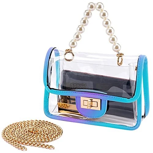 YING YUMEI Clear Purse for Women, Fashion Crossbody Clutch Handbag Cute, Blue