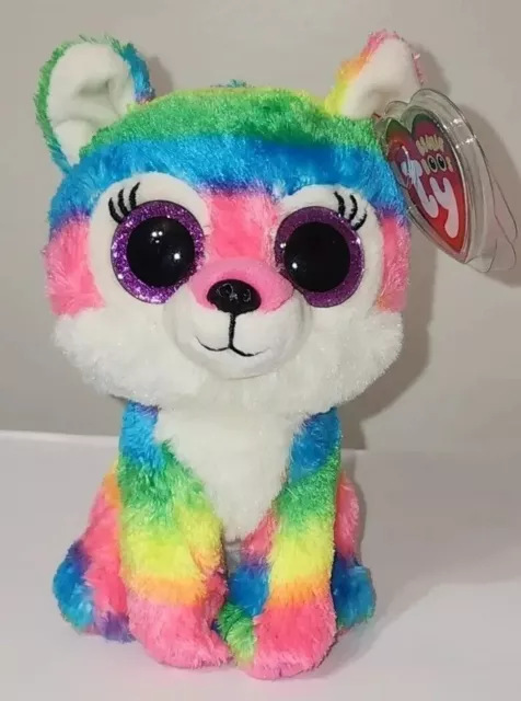 Ty Beanie Boos RIVER the Rainbow Wolf (6 Inch)(Great Wolf Lodge Exclusive) MWMTs 2