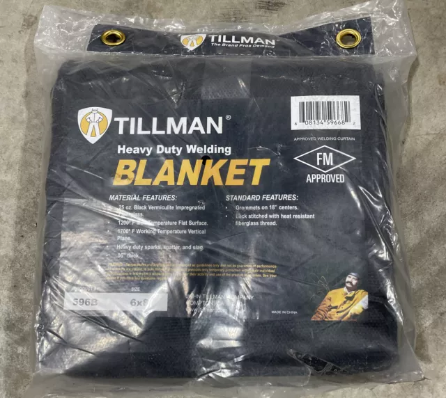 Tillman Heavy Duty Welding Blanket 6' x 8' x .06" Thick Black 596B 25oz