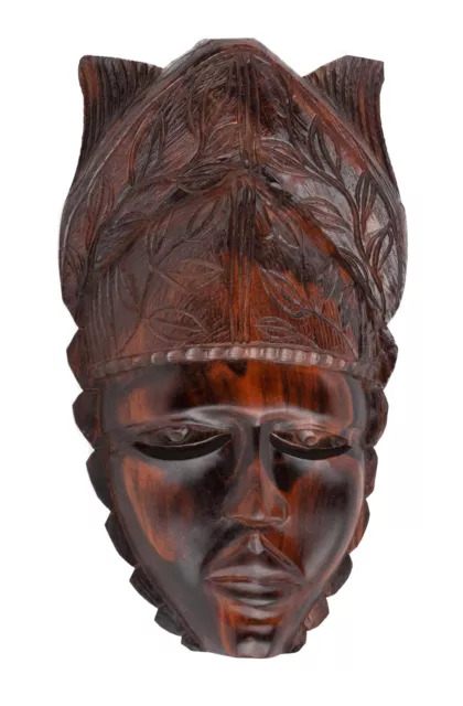 Large Heavy 14" Wood Hand Carved African Zulu Warrior Tribal Mask Art Home Décor