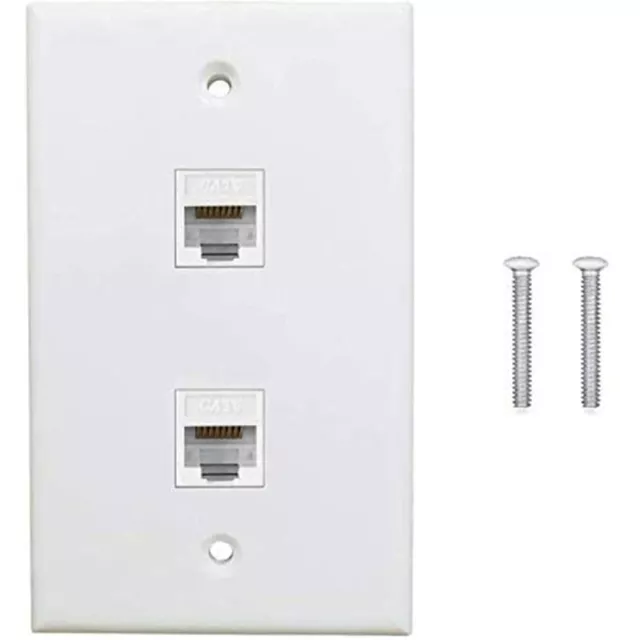 1 Pack 2 Port Ethernet Wall Plate, Cat6 Female to Female Wall Jack RJ45 7376