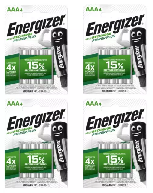 16 piles AAA ENERGIZER rechargeables accu Power Plus HR03 700 mAh