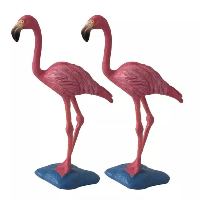 2 Set Lovely Garden Pink Flamingo Lawn Pond Ornaments Patio Decoration Statue