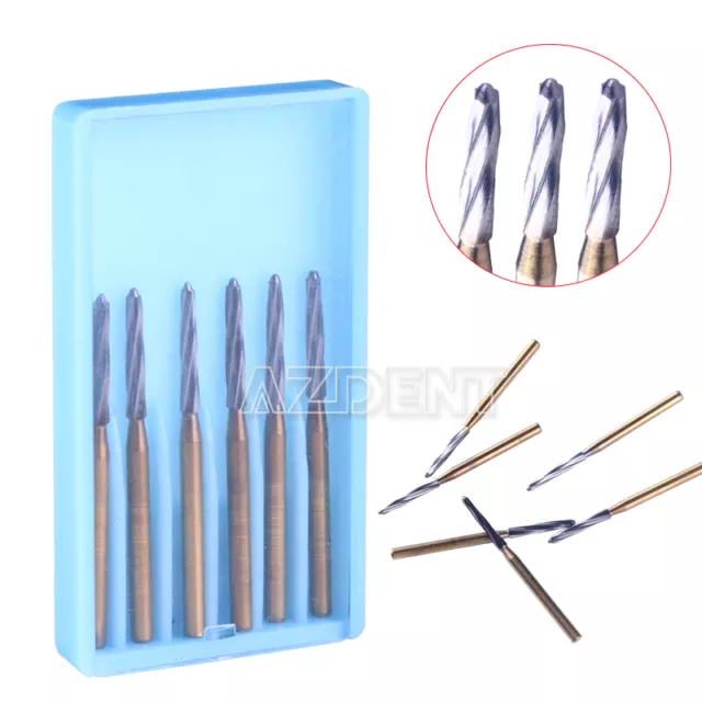 6PCS/Box Dental Endodontic Tungsten Carbide Burs FG 25mm Titanium Coating