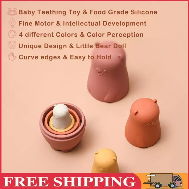 Color Size Matching Toys Gifts Montessori Toy for Boys Girls (Red Bear)