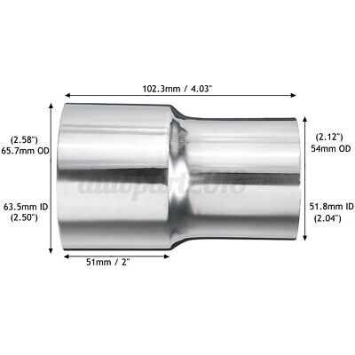 Scarico Adattatore riduttore gruppo a 63,3 mm Esterno su 45 mm interno in acciaio inox 