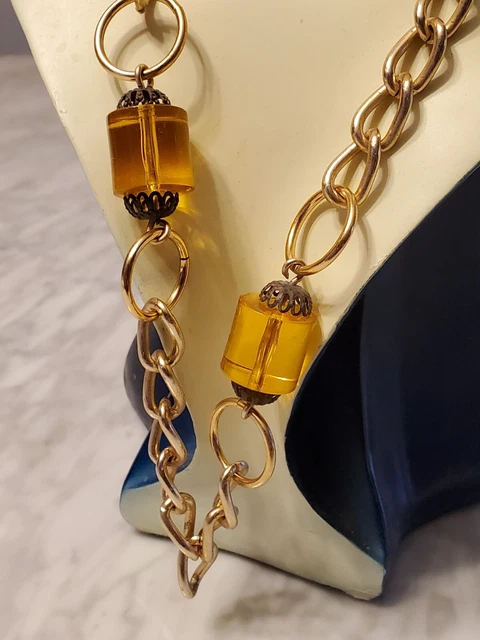 Collier Plastique Vintage Années 70 - Longueur 44 Cm, Français, Occasion