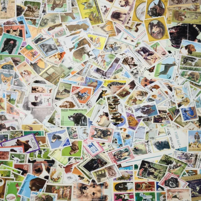 Worldwide Dogs Stamp Collection Used - 450 Different Stamps from Many Countries