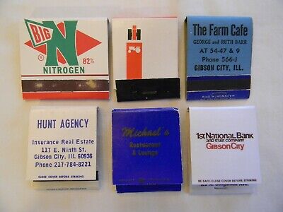 Gibson City Illinois farm IH cafe ins real estate bank low # matchbooks