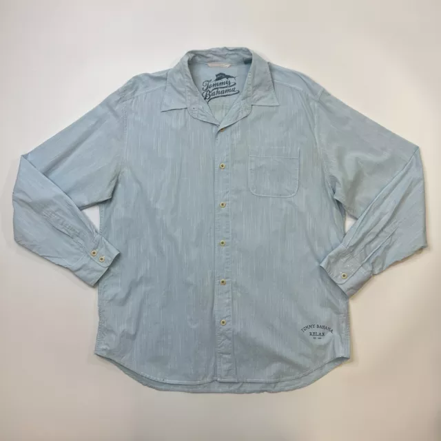 Tommy Bahama Shirt Mens Montauk Drifter Light Blue Long Sleeve Button Up Cotton 2