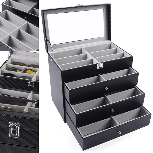 24 Slots Glasses Display Storage Box Sunglasses Eyeglass Organizer Case