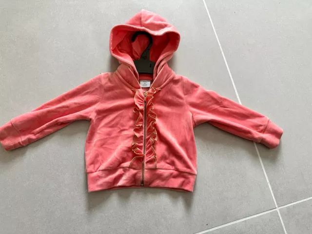 Baby Girls Polarn O Pyret Pink Velour Zip Through Hoodie Age 9-12 Months (V)