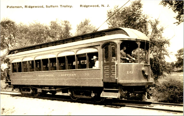 Ridgewood New Jersey Railway Postcard Trolley Interurban Tram RPPC Reprint