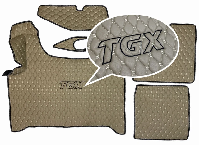 PAKRO Tapis De Sol Sur Mesure MAN TGX 2020+ – Cuir Synthétique Gris Épais 10 Mm, Confort & Protection