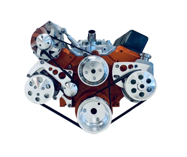 SMALL BLOCK CHEVY Serpentine Pulley Conversion Kit ALT PS A/C Long WP