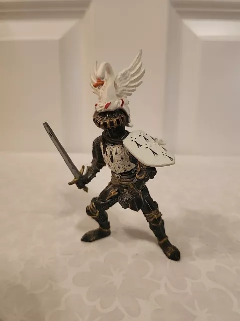 Plastoy Medieval Black Knight White Swan Helmet With Sword, NO HORSE