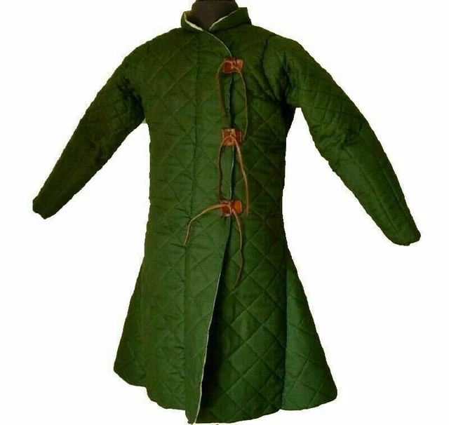Médiéval Gambeson Épais Rembourré Vert Coton Déguisement Sca