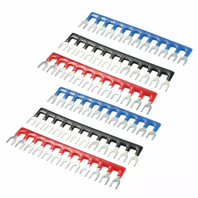 6PCS Fork Type 600V 25A 5mm Pitch 12 Position PCB Terminal Strip Jumper Block