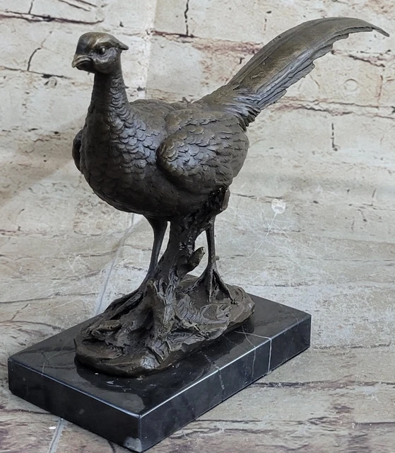 Statue Sculpture Animalière En Bronze Massif - Faisan Style Art Déco/Art Nouveau - 17,5cm