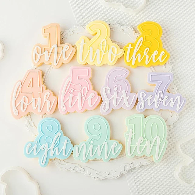Molde cortador de galletas en relieve número 1-9 para pastel de cumpleaños número 1-9