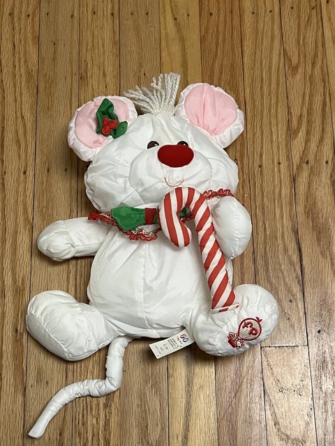 VTG 1987 Fisher Price Puffalump White Christmas Mouse Bear Candy Cane 8036 CLEAN