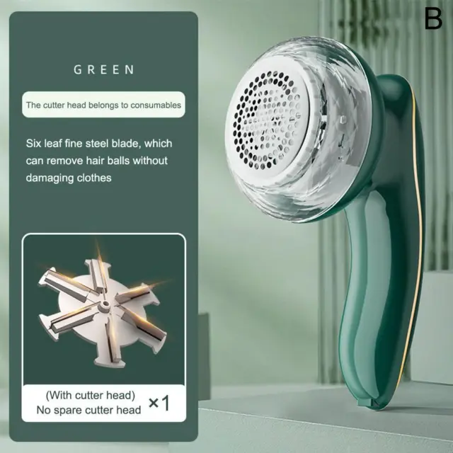 Green Electric Lint Remover Clothes Fabric Shaver Rechargeable Hairball Trimmer