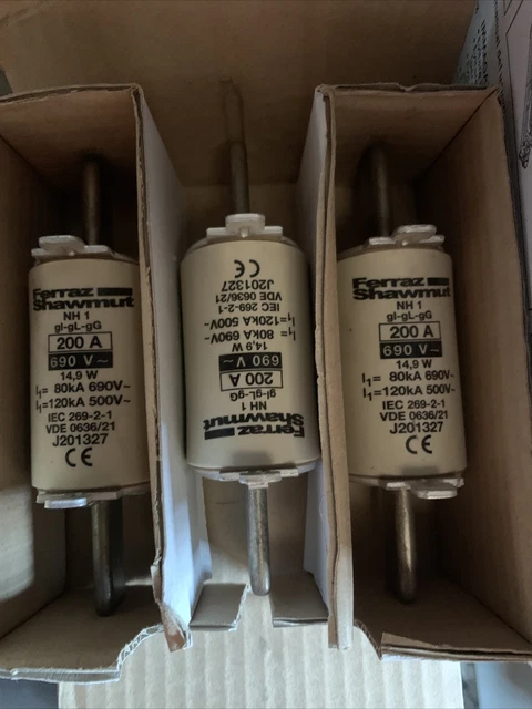 Caja de 3x Fusibles FERRAZ SHAWMUT NH1 200A/690V