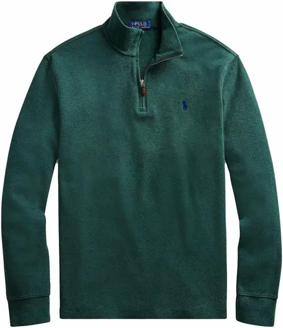 Polo Ralph Lauren Men's Half Zip French Rib Cotton Sweater GREEN NEW XXL
