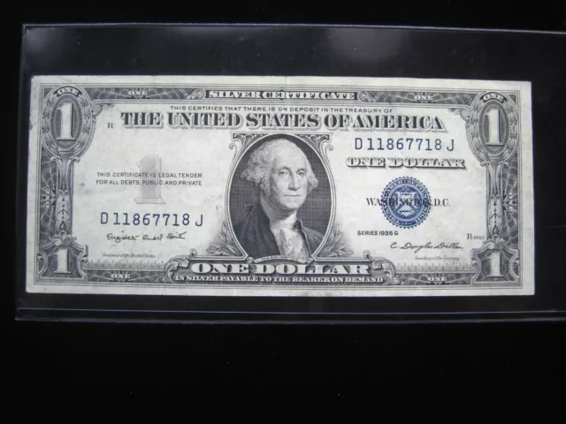 USA $1 1935-G D11867718J # SILVER CERTIFICATE Blue Seal Washington Dollar Money