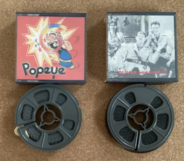 Vintage Super 8 mm Films X 2 - Popeye Buddy Brutus and  Oliver and Hardy